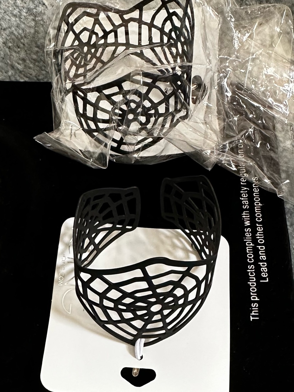 Icing Black Laser-Cut Spiderweb Wrist Cuff (2)